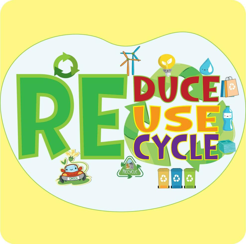 3R  Reduce, Reuse, Recycle Banner-Poster for Ecology Concept, Save Our Earth, Happy Earth Day Banner, Celebrate Earth Day. vector