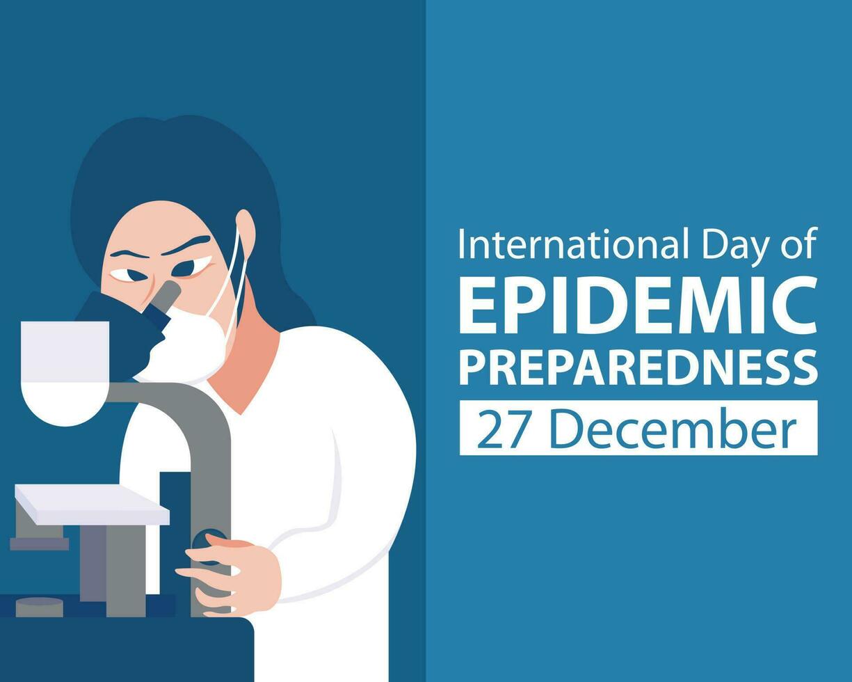 illustration vector graphic of a doctor is examining microbes with a microscope, perfect for international day, epidemic preparedness, celebrate, greeting card, etc.