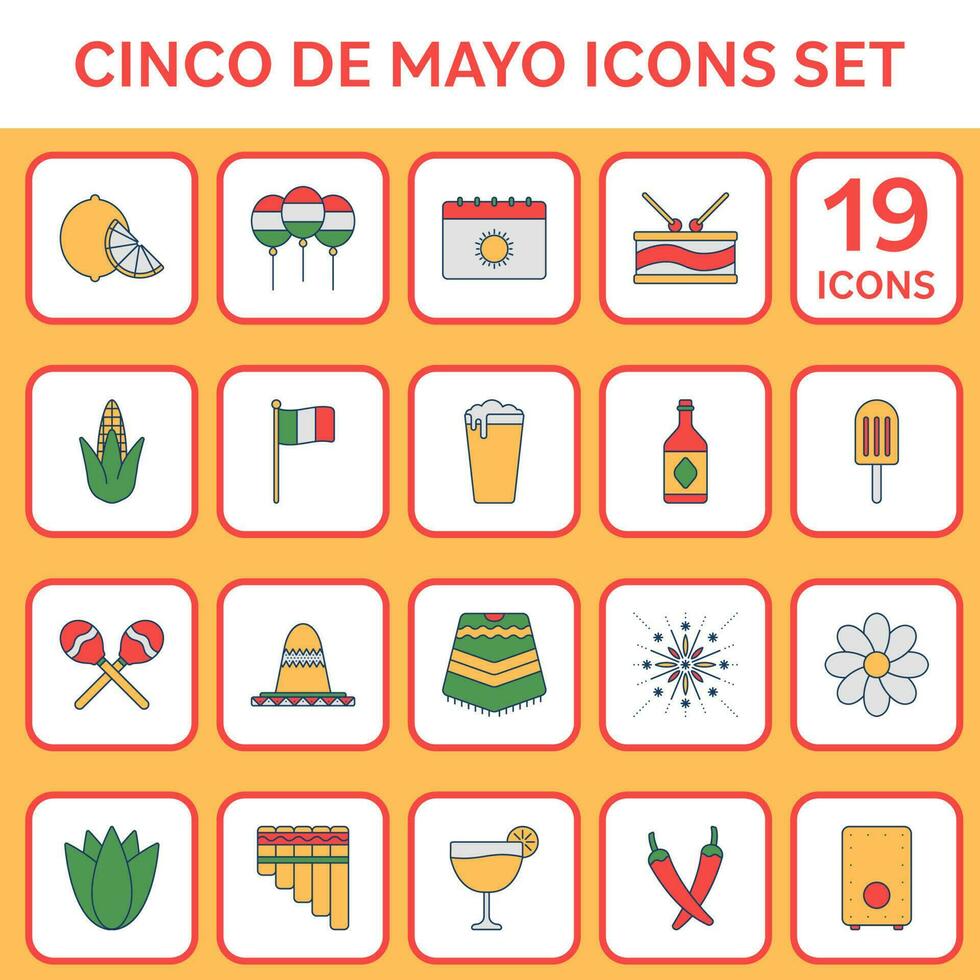 plano estilo cinco Delaware mayonesa icono conjunto en naranja y blanco cuadrado antecedentes. vector