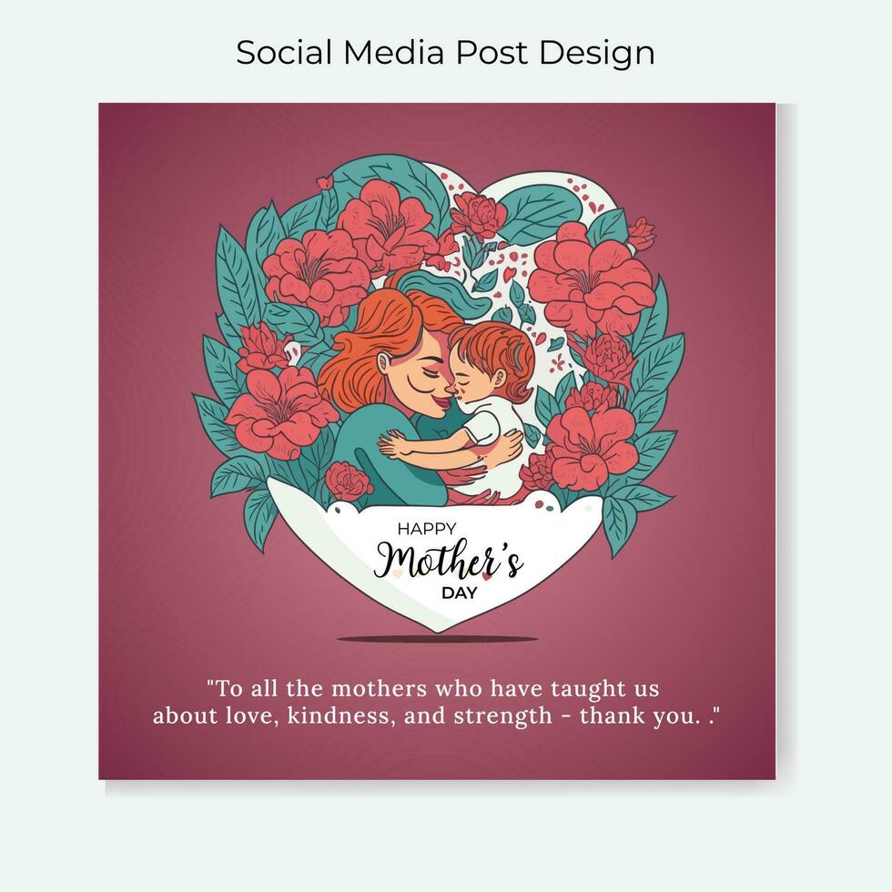 Happy moyther day social media template design vector illustration free download