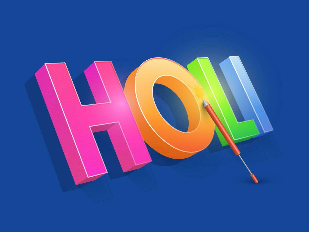 Indian festival of colours, Happy Holi concept with Shiny Text and Colourgun against blue background. vector
