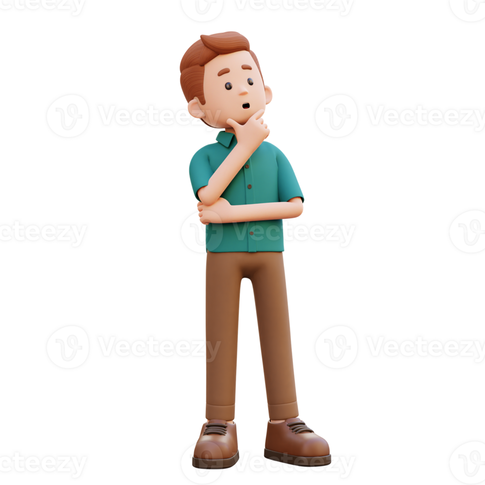 3d male character thinking png