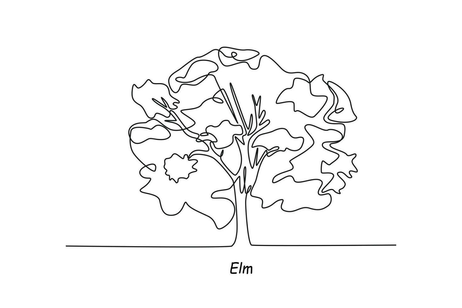 Single one line drawing elm. Tree concept. Continuous line draw design graphic vector illustration.