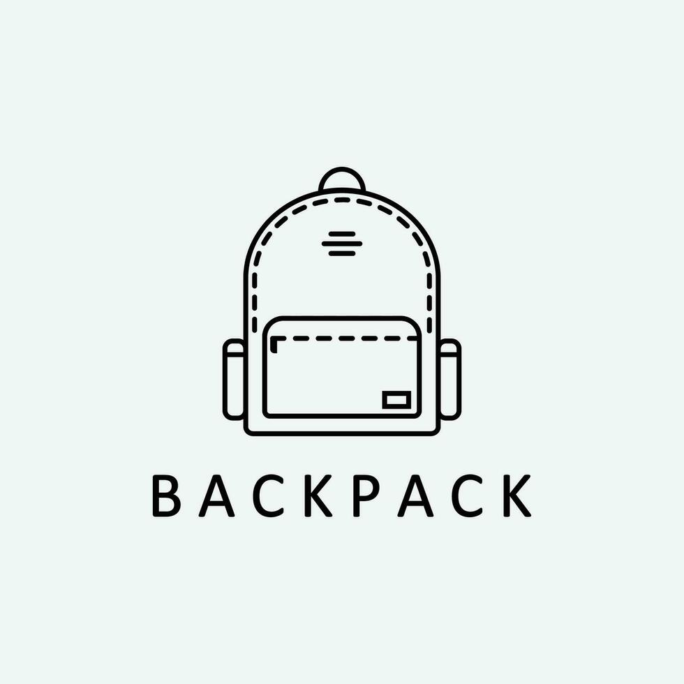 línea Arte mochila icono logo vector diseño minimalista, almacenamiento icono diseño