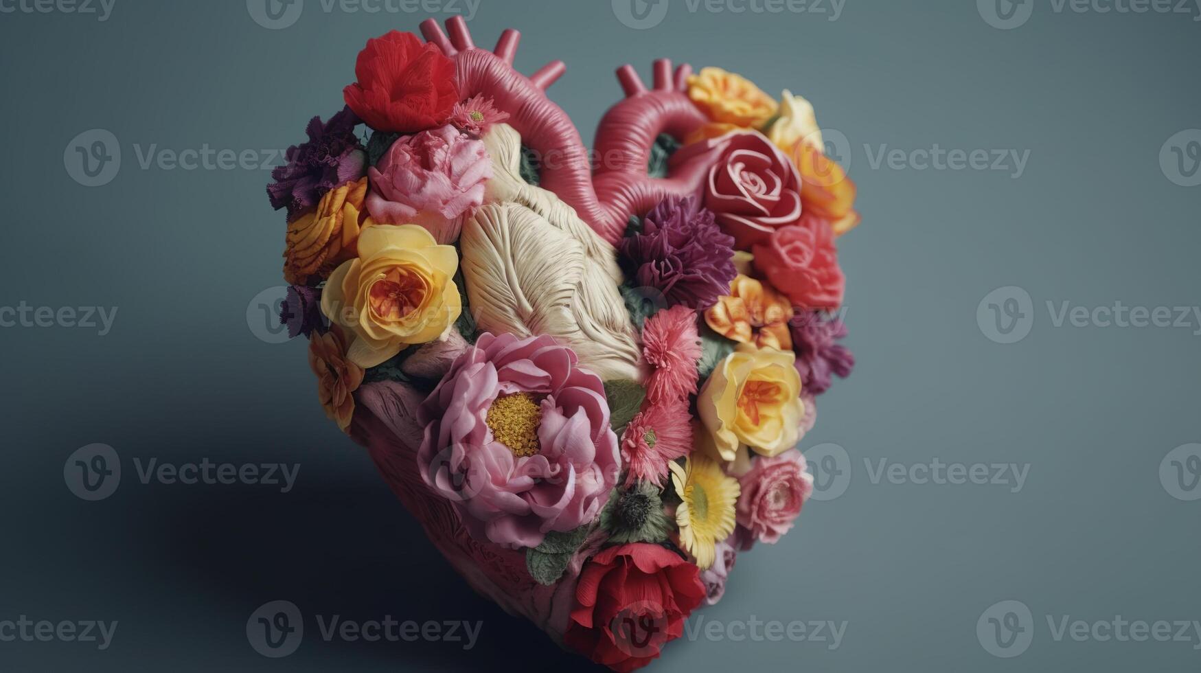 Human heart with makes, cherish and feeling concept. Creative resource, photo