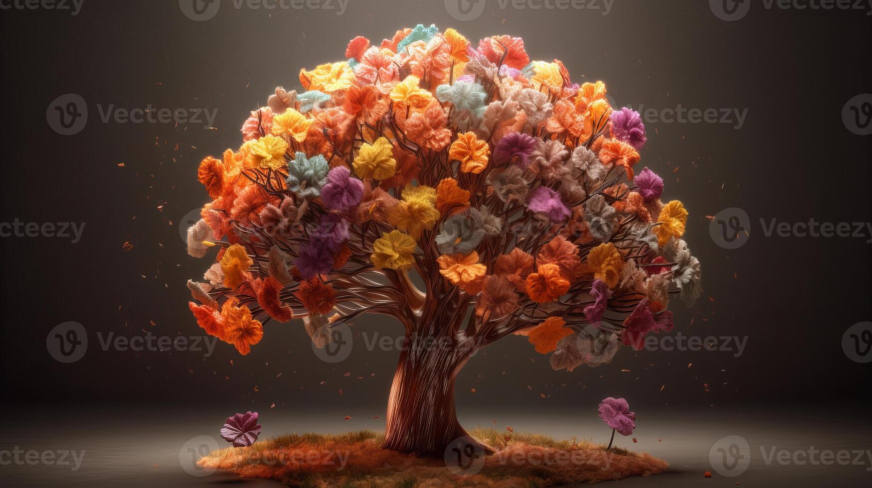 Human brain tree with makes, self care and mental succeeding concept. Creative resource, photo