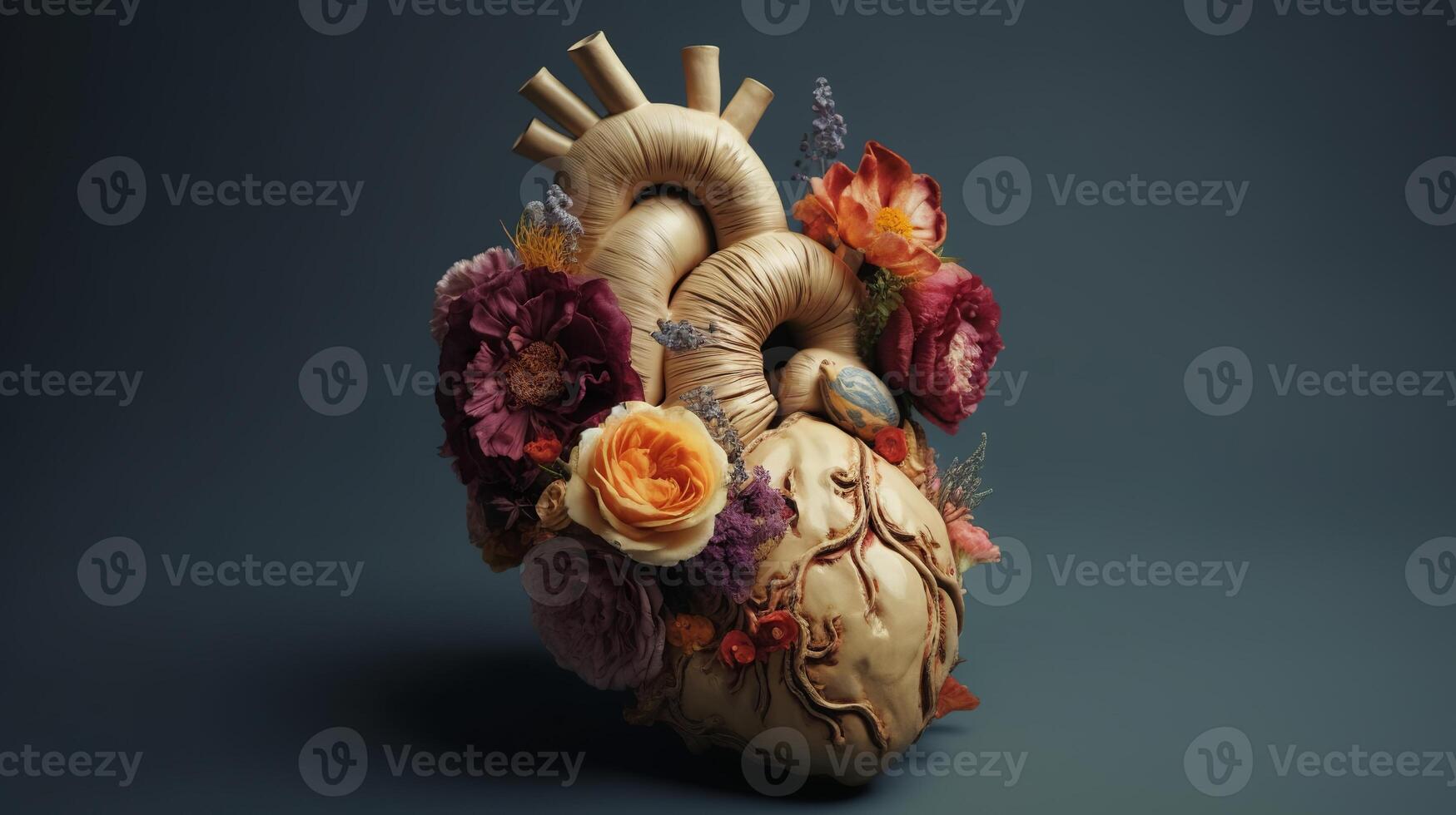 Human heart with makes, cherish and feeling concept. Creative resource, photo