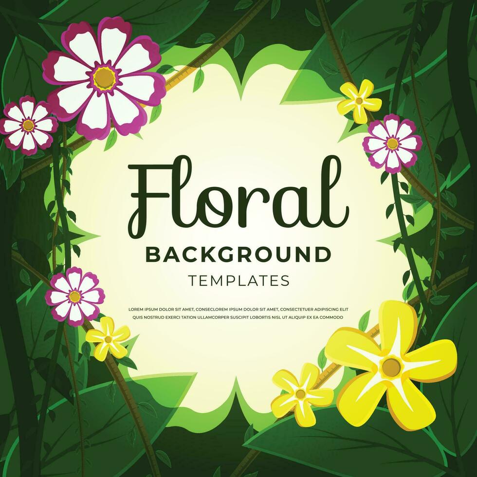 MobileFloral background template for greeting card, social media post, and poster. Vector Illustration