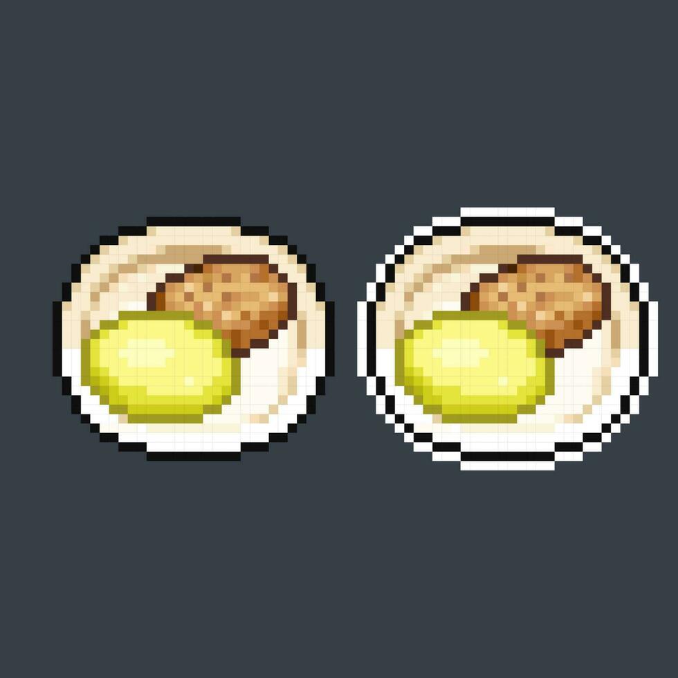 steamed potato in pixel art style vector