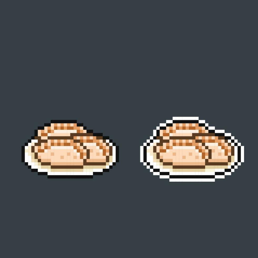 panada cake in pixel art style vector