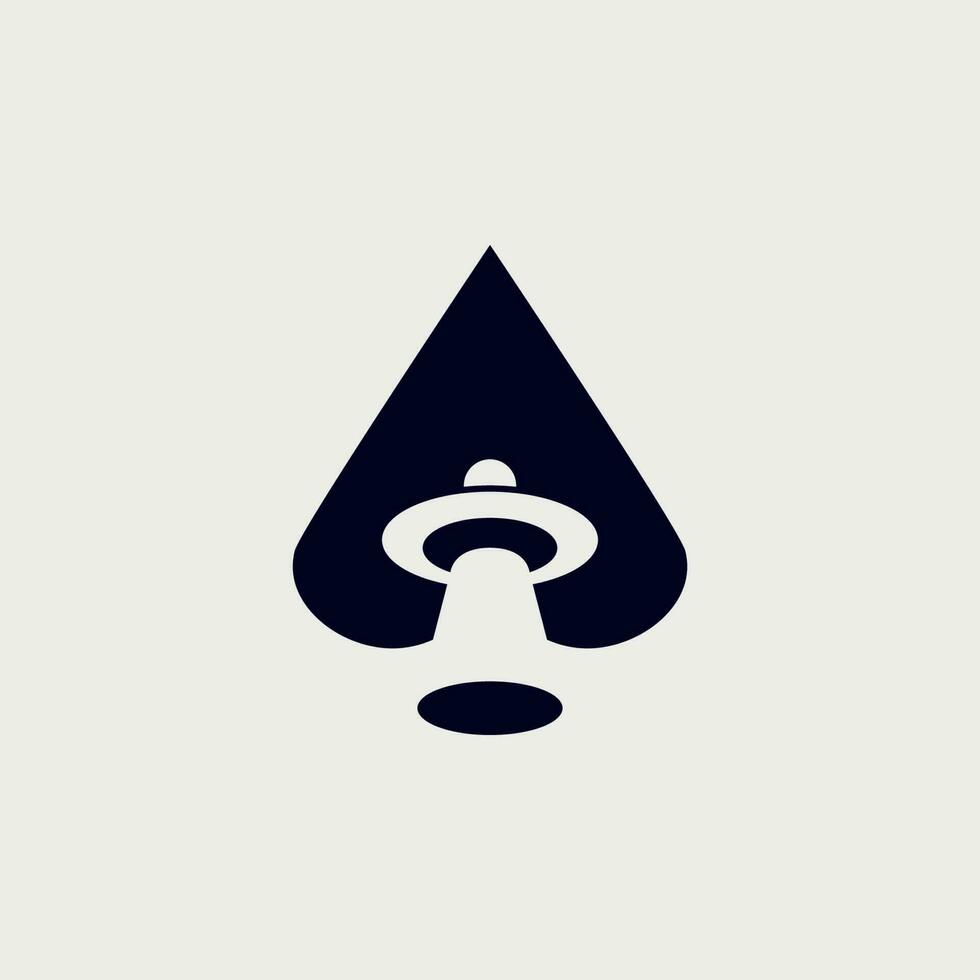 Ufo spade logo. This logo can be used in one flat color without losing its original impact. This logo is used for casinos, invasions, intelligence, and space projects. vector