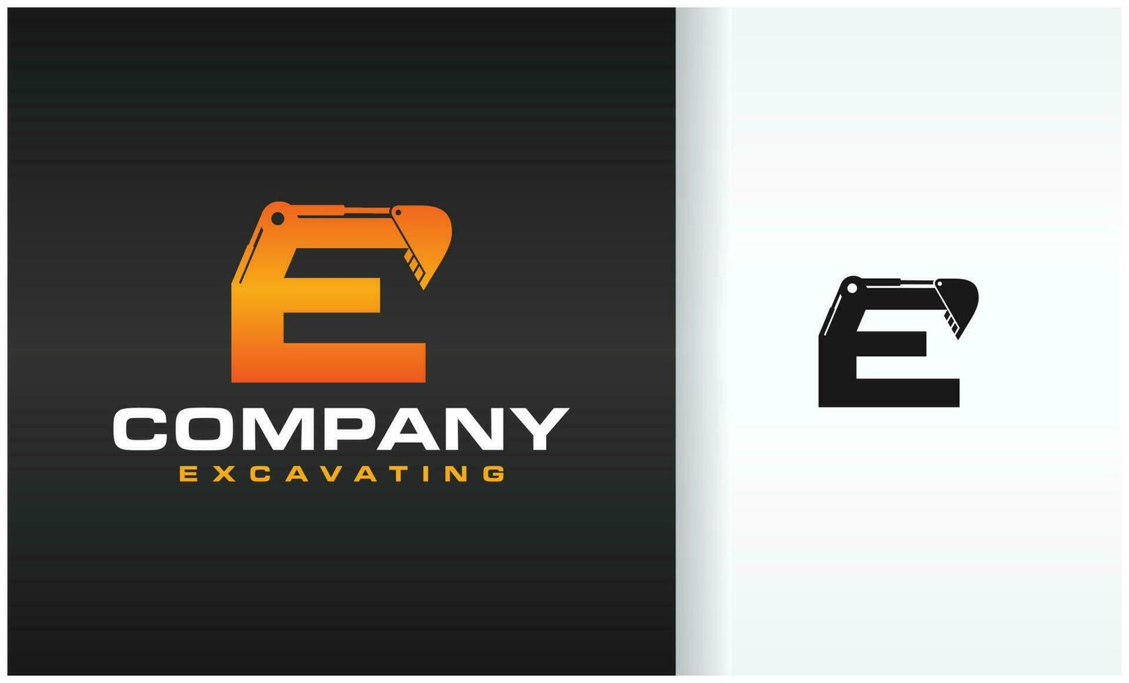 escavating company logo leter e vector