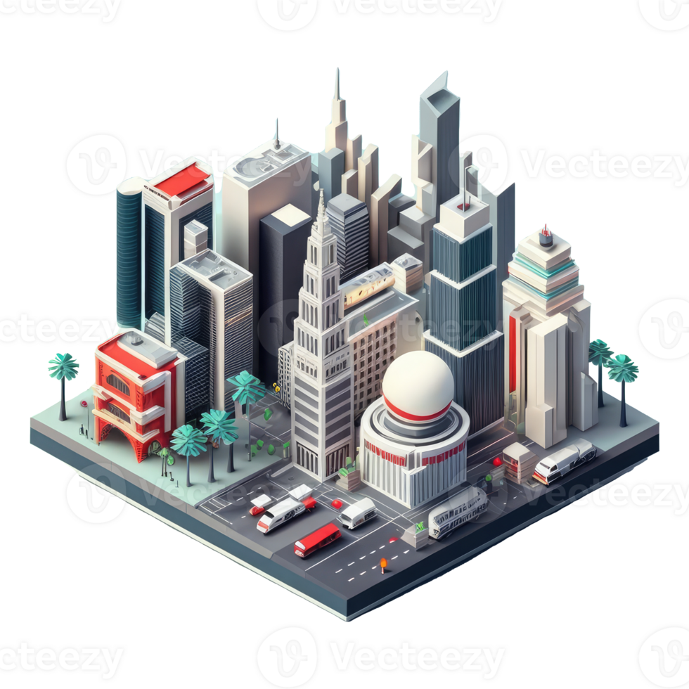 metrópoli, muchos alto edificios, cada edificio tiene un diferente altura . ai generado png