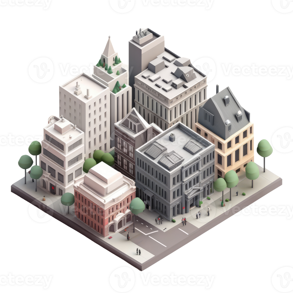 metropolis, many tall buildings, every building has a different height . png