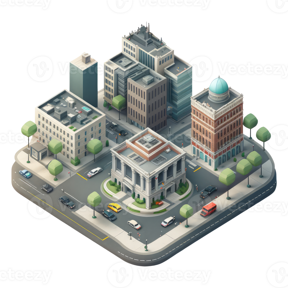 metropolis, many tall buildings, every building has a different height . png