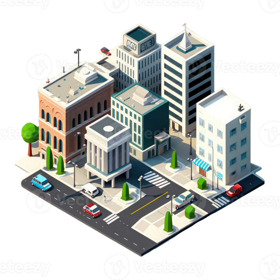 metropolis, many tall buildings, every building has a different height . png