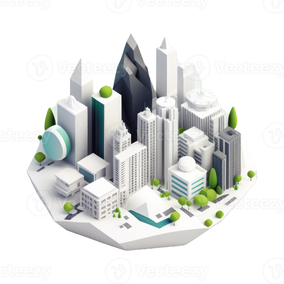 metropoli, molti alto edifici, ogni edificio ha un' diverso altezza . ai generato png