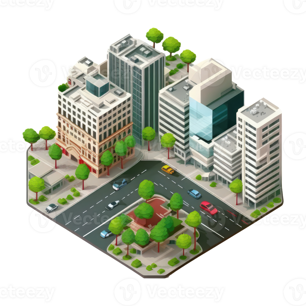metropolis, many tall buildings, every building has a different height . png