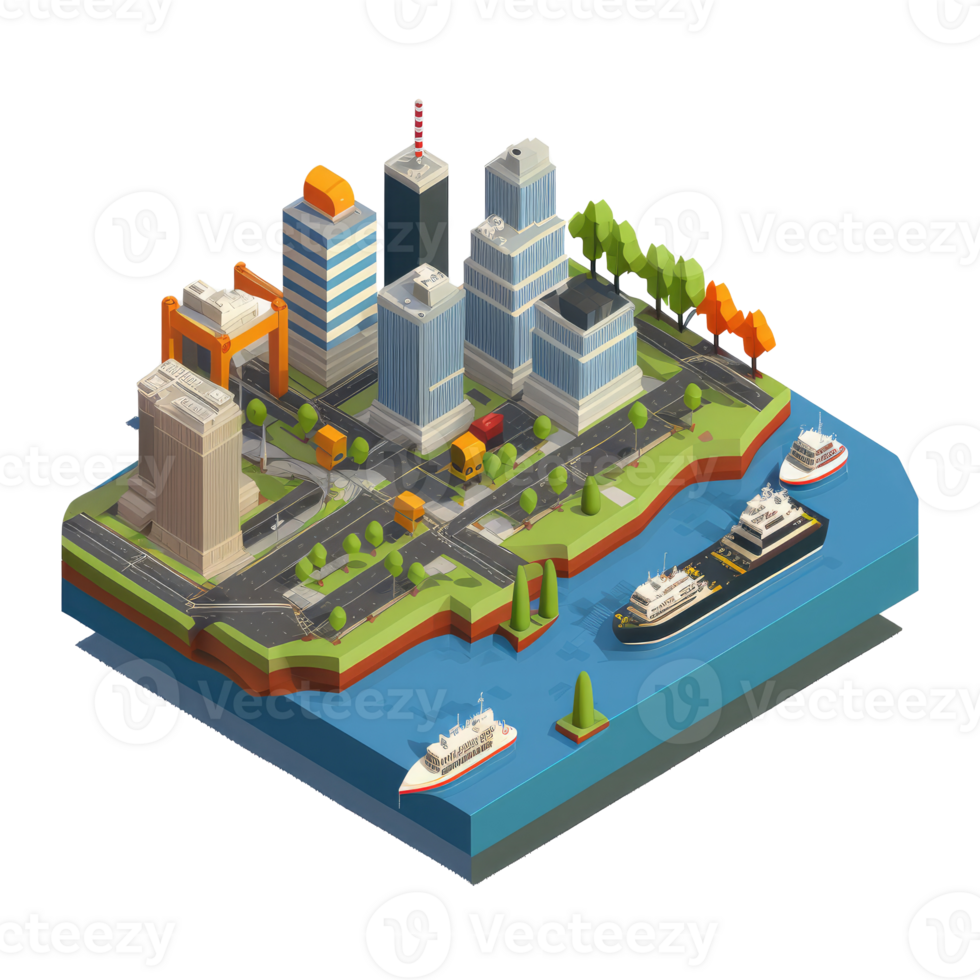 metropolis, many tall buildings, every building has a different height . png