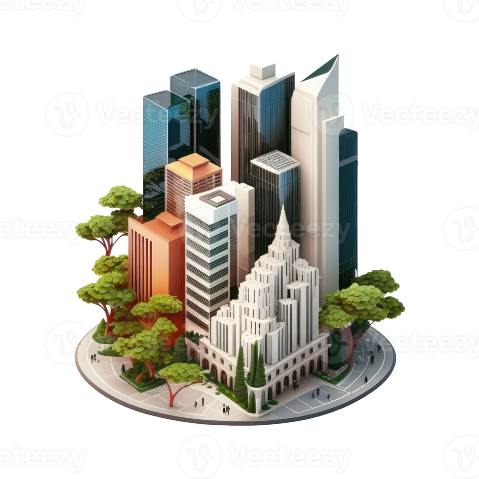 metropolis, many tall buildings, every building has a different height . png