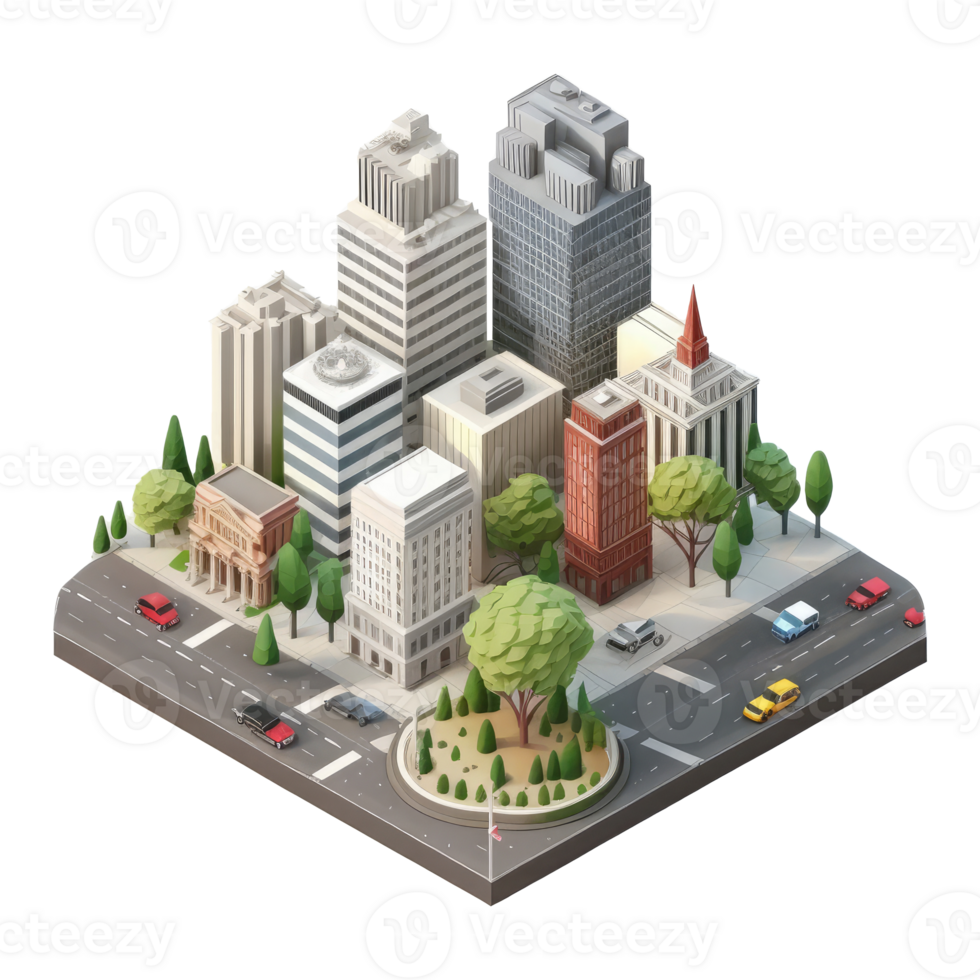 metropolis, many tall buildings, every building has a different height . png