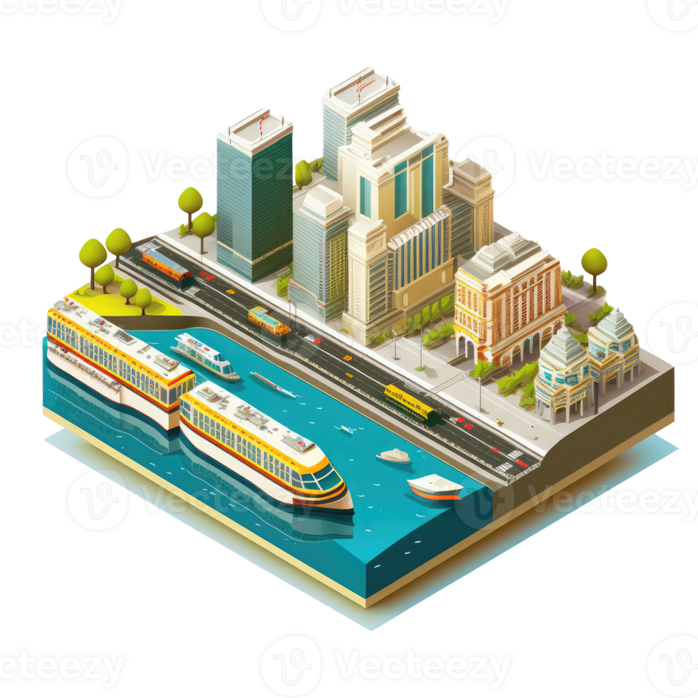 metropolis, many tall buildings, every building has a different height . png