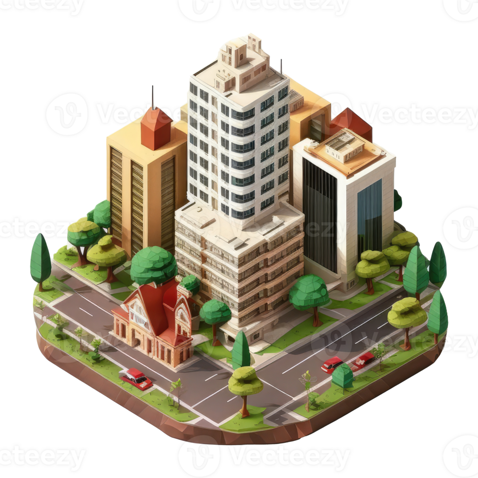 metropolis, many tall buildings, every building has a different height . png