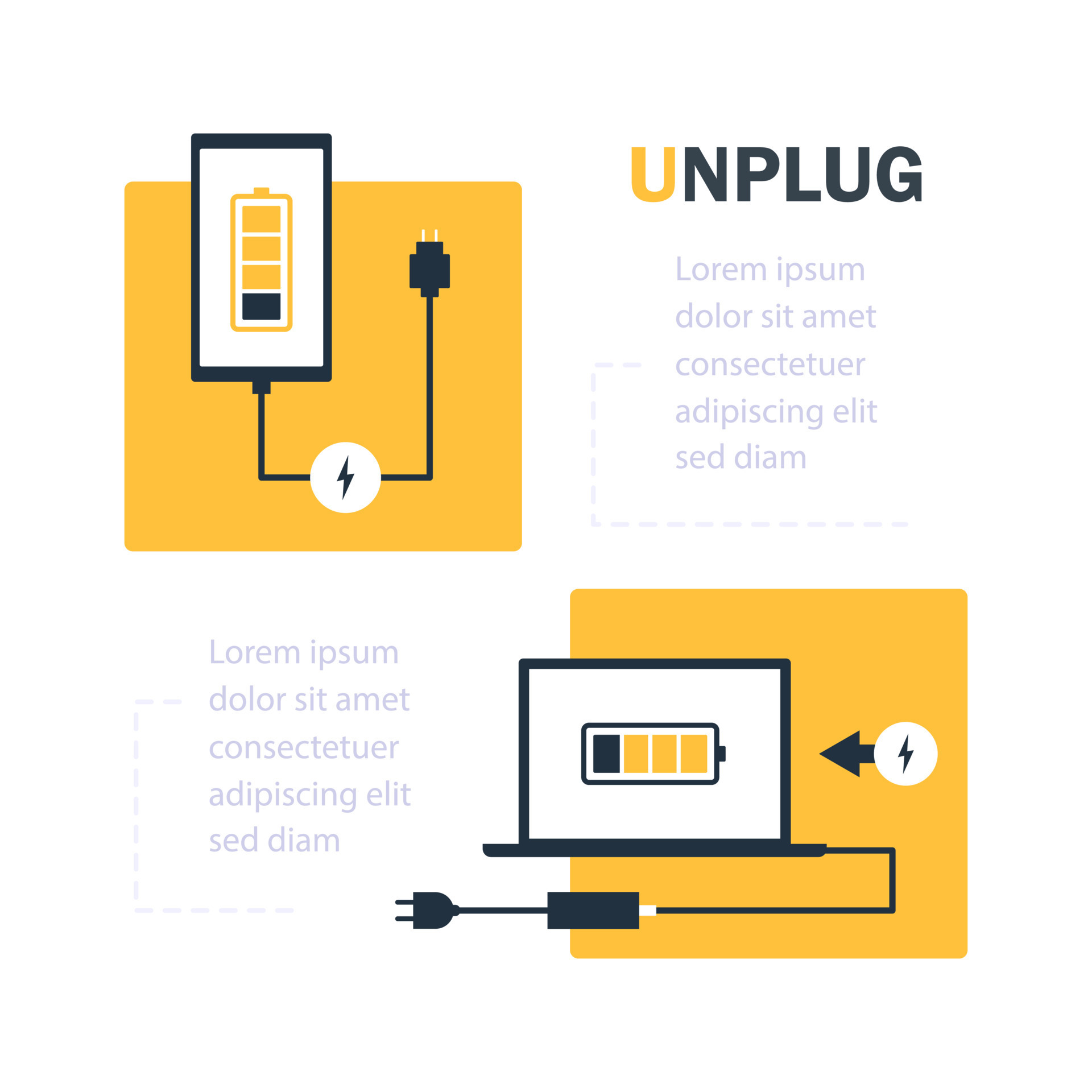 Ecofriendly tips unplug appliances when not in use,flat design icon vector illustration