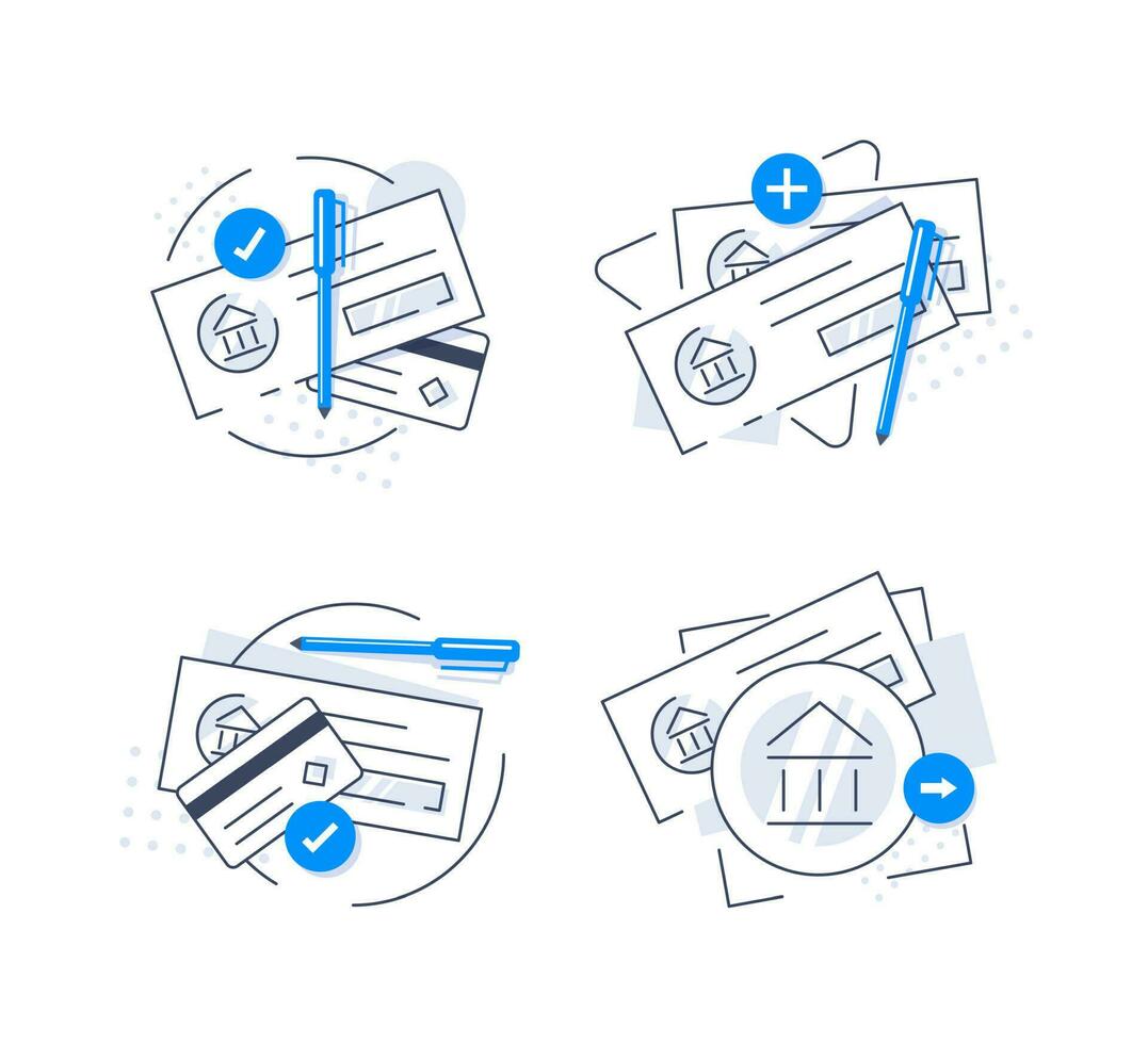 Bank check with signature and pen,flat design icon vector illustration