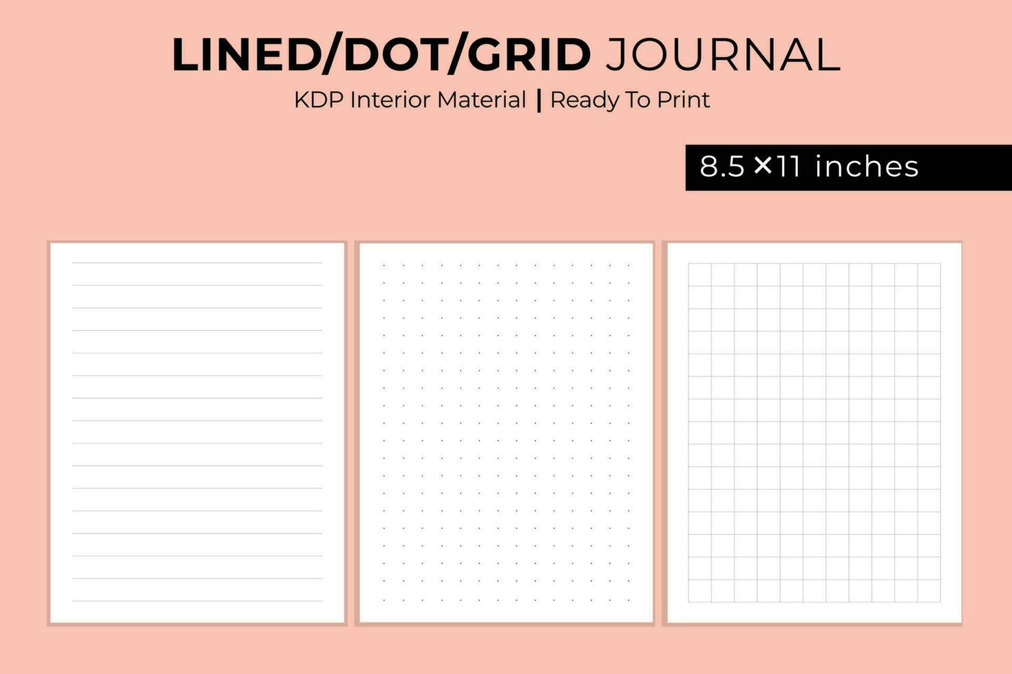 Vector lined, dot and grid journal