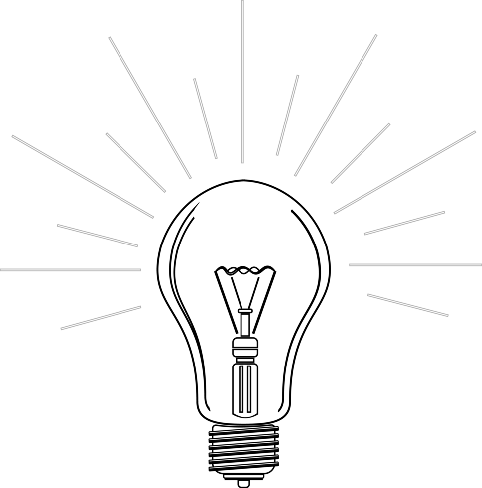 Draw luminous lamp with rayes png