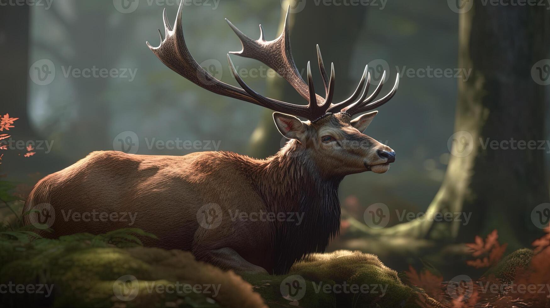 wildlife stag, digital art illustration, photo