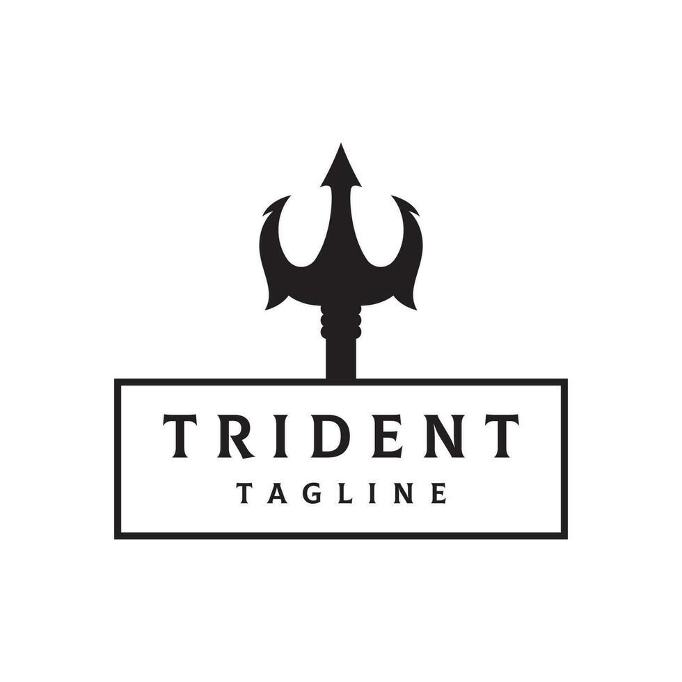 Simple vintage poseion trident spear template Logo design. vector