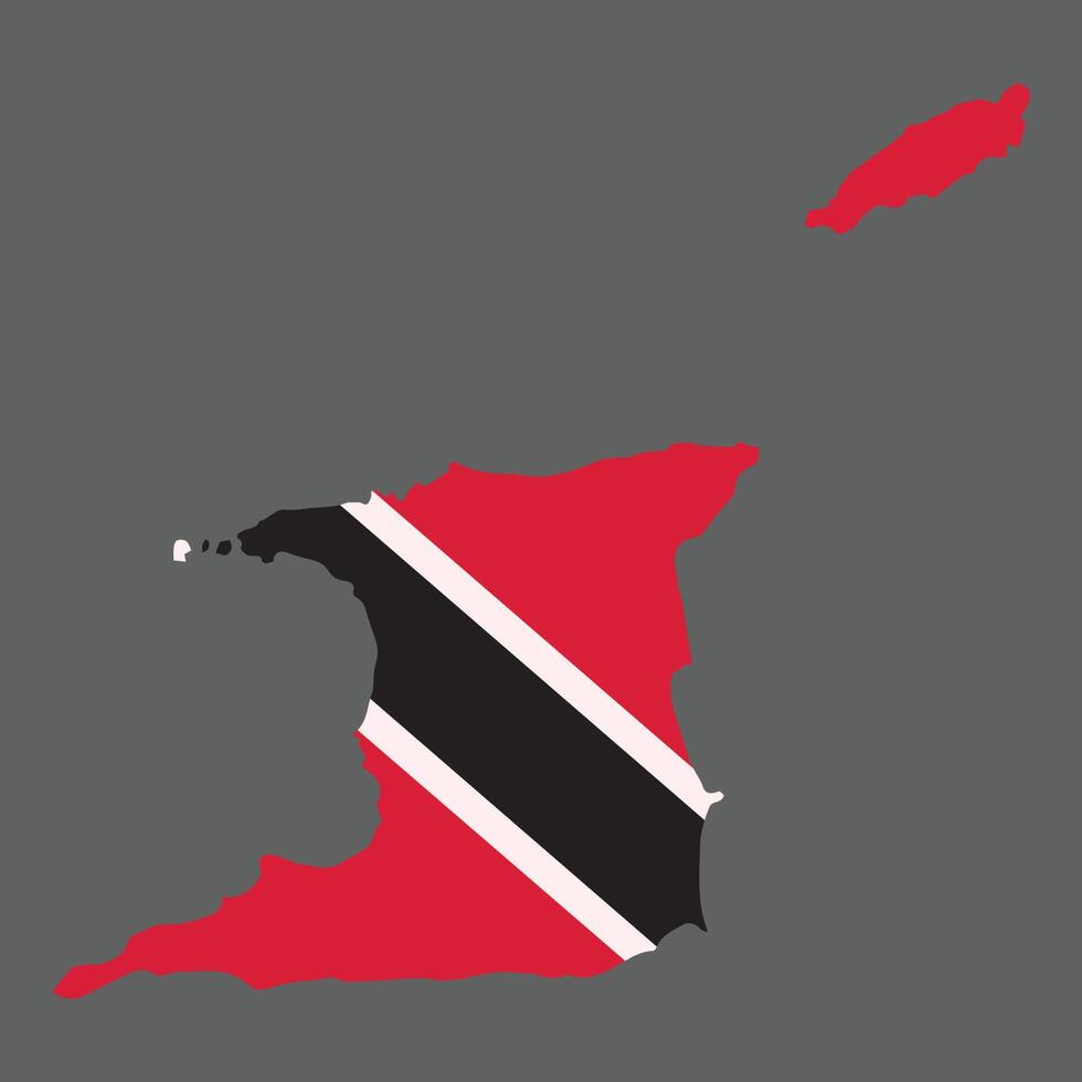 trinidad y tobago es un doble isla caribe nación cerca Venezuela, con distintivo criollo tradiciones y cocinas trinidad capital, Puerto de España. vector ilustración bandera en mapa