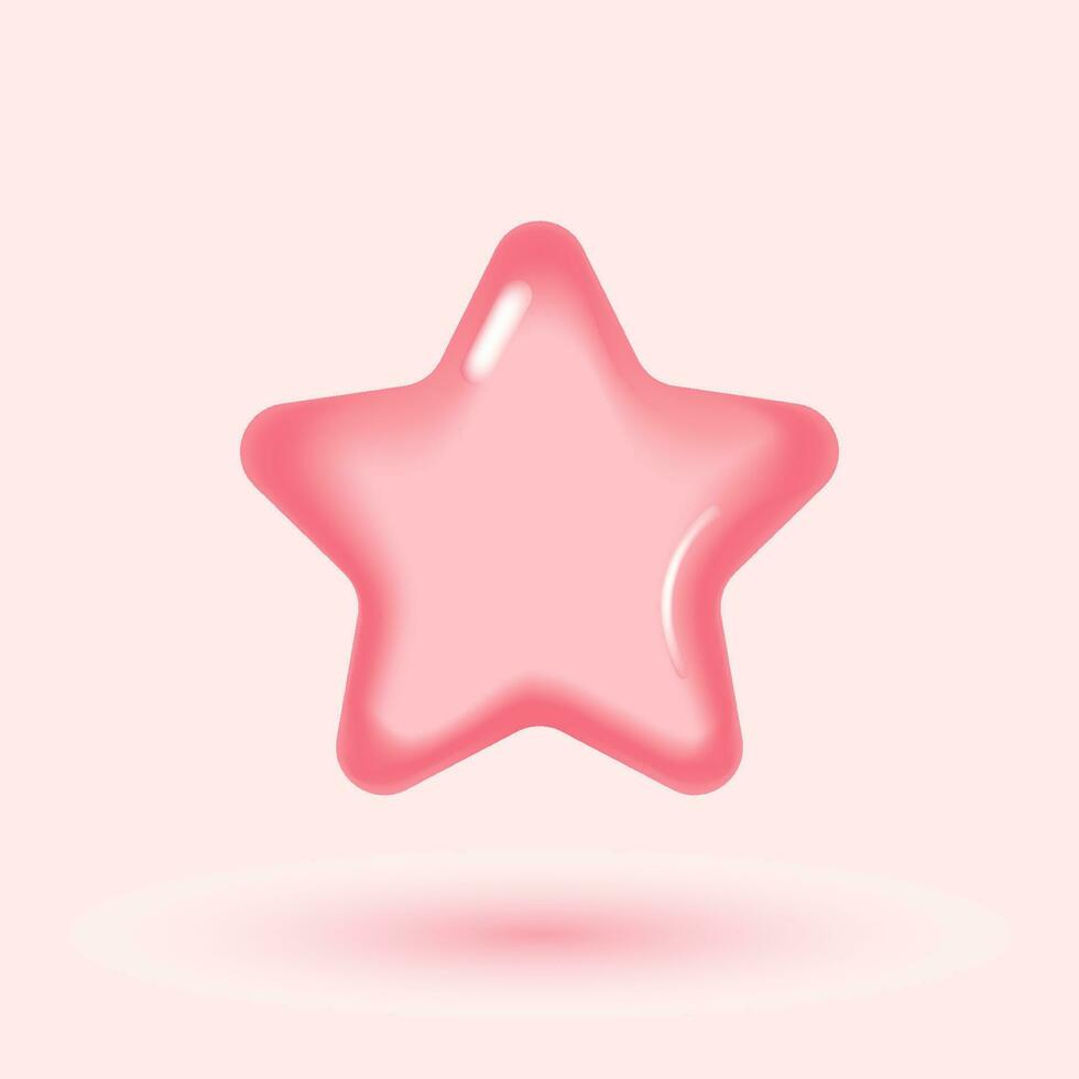 Pink star. Customer rating feedback, rang, rating, achievements and decor concept. 3d vector icon. Cartoon minimal style