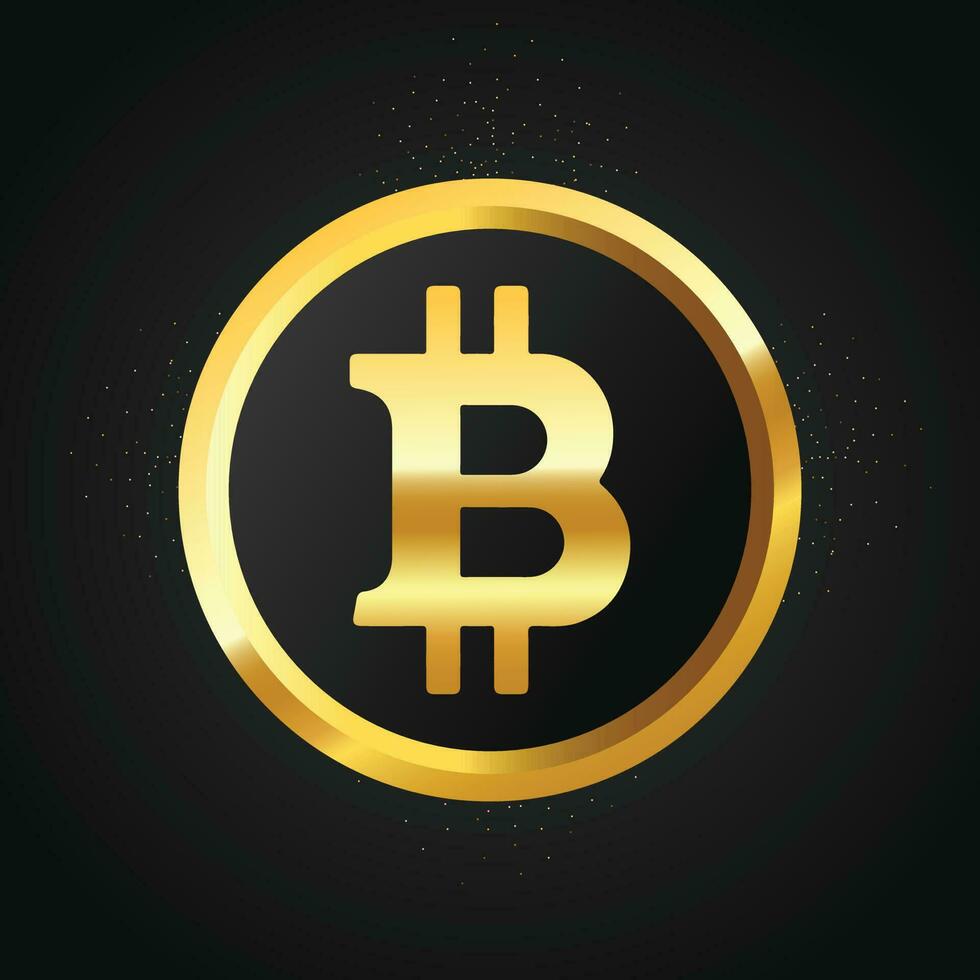 dorado bitcoin blockchain tecnología, bitcoin cripto moneda con símbolo bth, futurista dorado bitcoin digital moneda con negro antecedentes vector