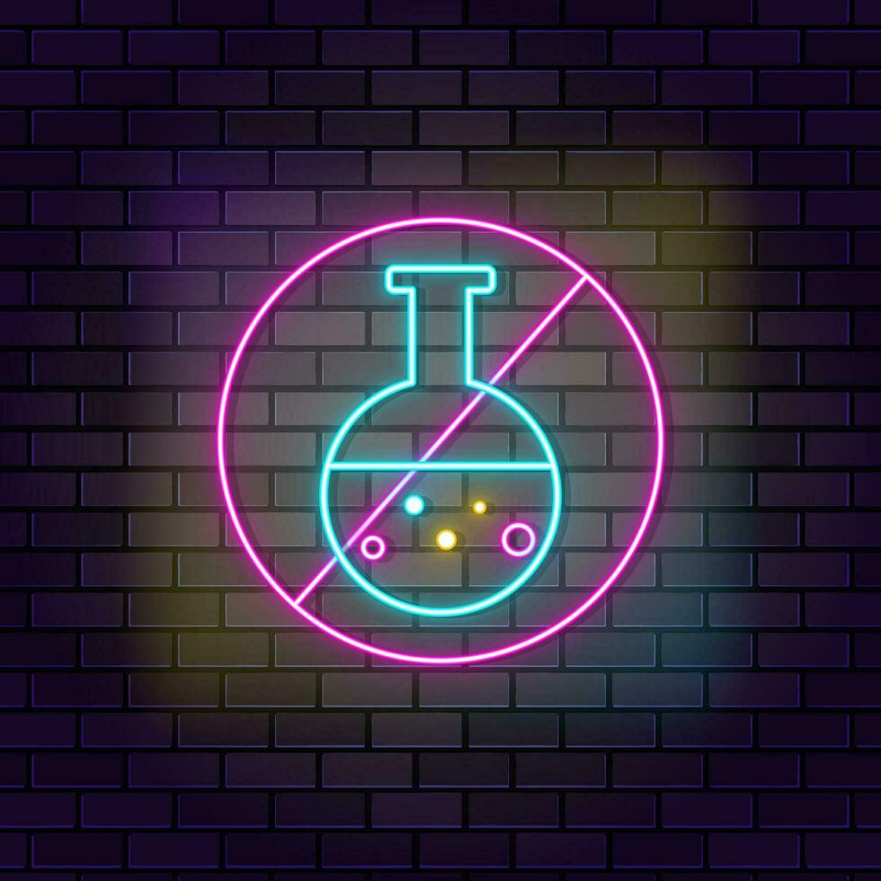 Chemicals, gmi, no neon icon brick wall and dark background. vector