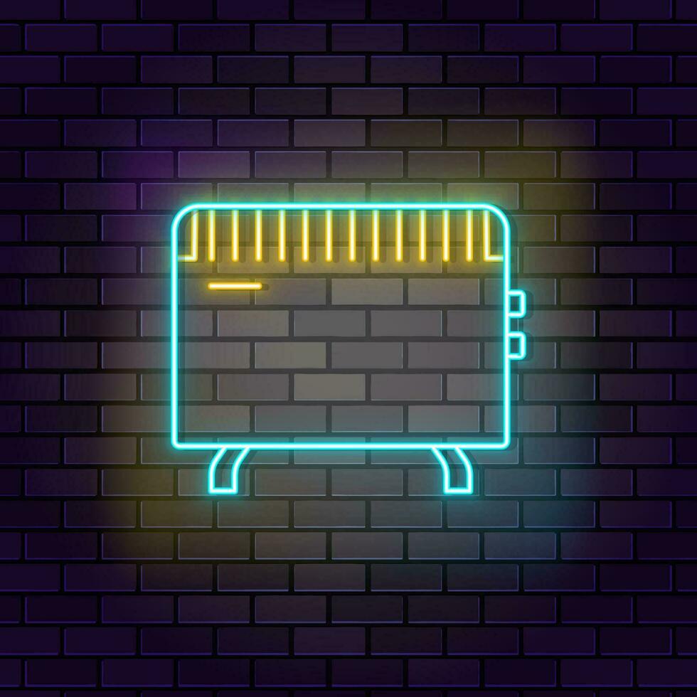 Convector heater heating icon brick wall and dark background. vector