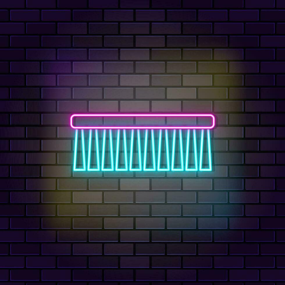 Bristle brush cleaning icon brick wall and dark background. vector