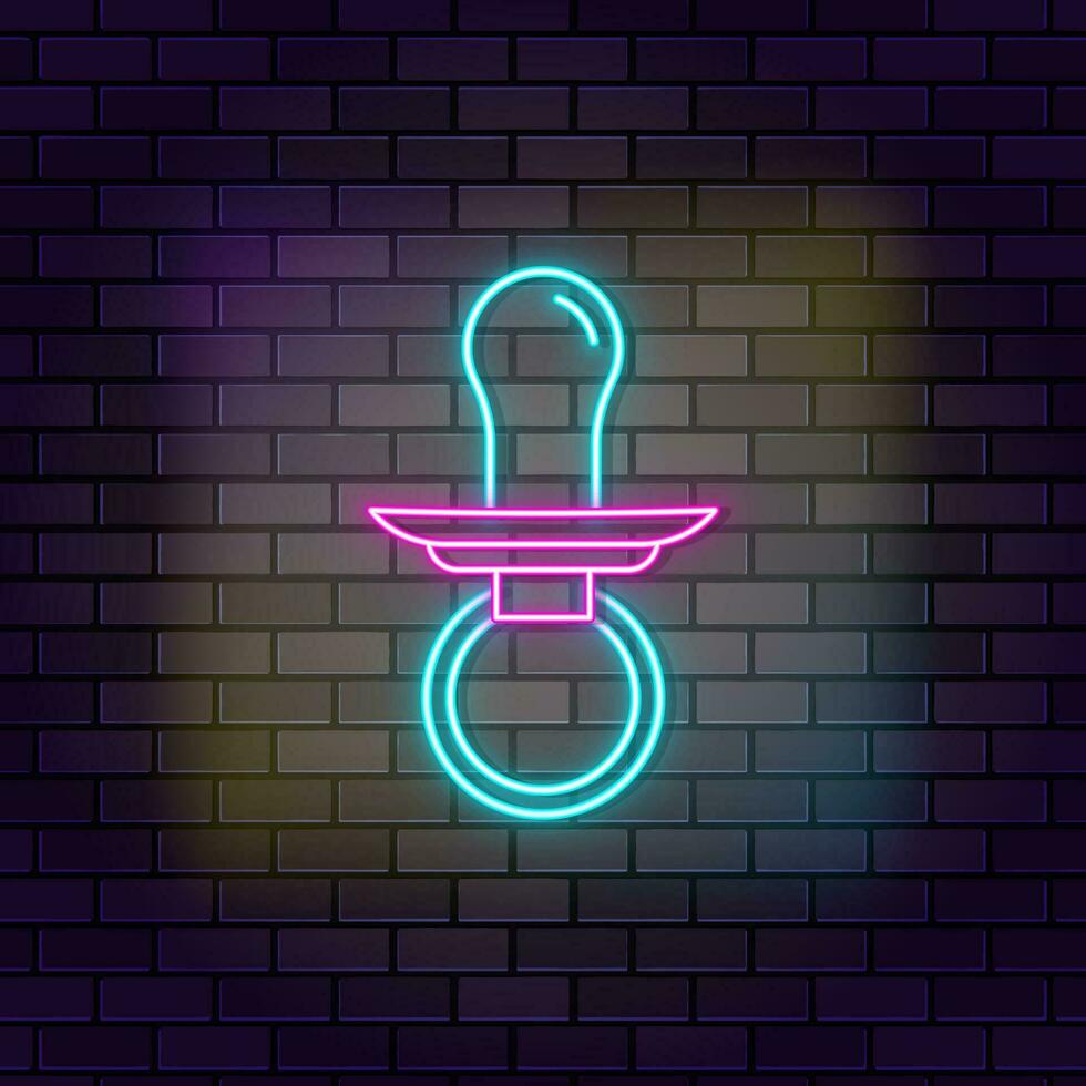 Baby nipple nursery icon brick wall and dark background. vector