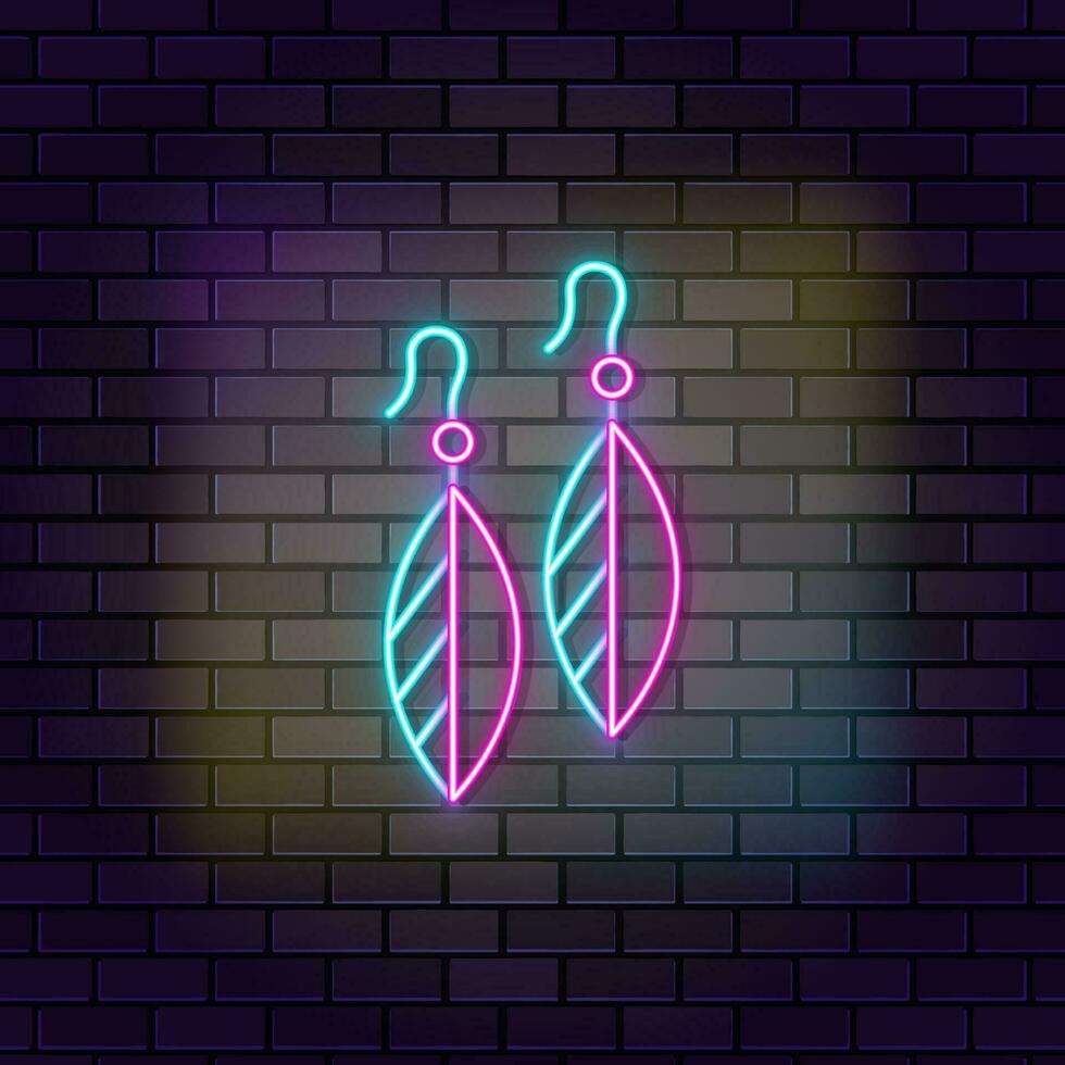 Drop earrings jewelry icon brick wall and dark background. vector