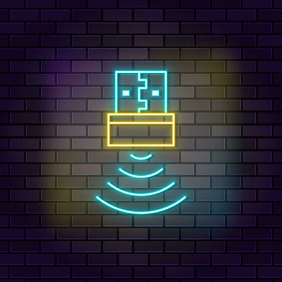 Data storage usb icon brick wall and dark background. vector