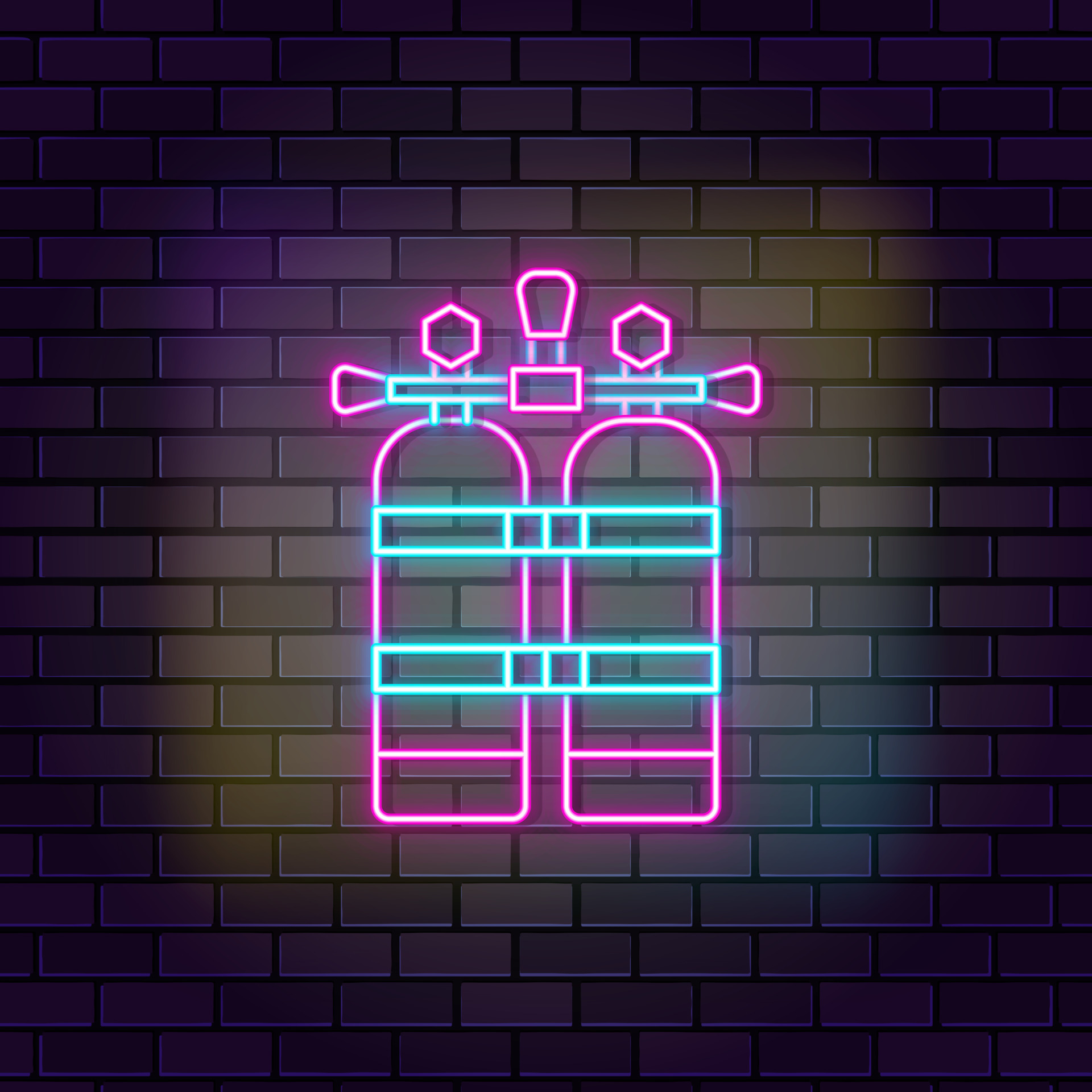 Diving scuba tank icon brick wall and dark background. 23585605 Vector