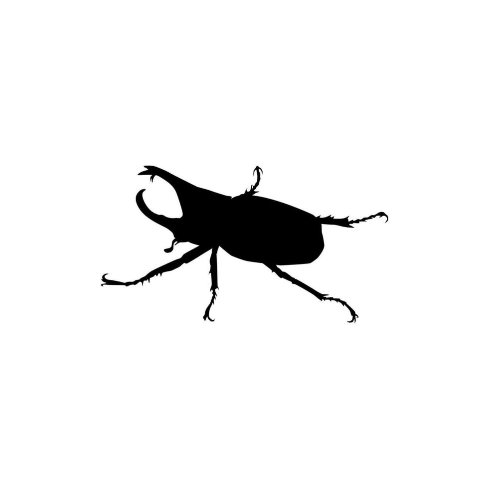 Silhouette of the Horn Beetle or Oryctes Rhinocerus, Dynastinae, can use for Art Illustration, Logo, Pictogram, Website, Apps or Graphic Design Element. Vector Illustration