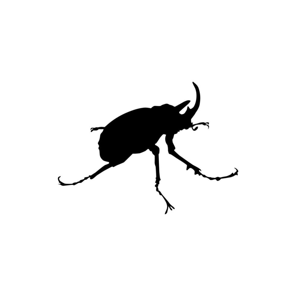 Silhouette of the Horn Beetle or Oryctes Rhinocerus, Dynastinae, can use for Art Illustration, Logo, Pictogram, Website, Apps or Graphic Design Element. Vector Illustration