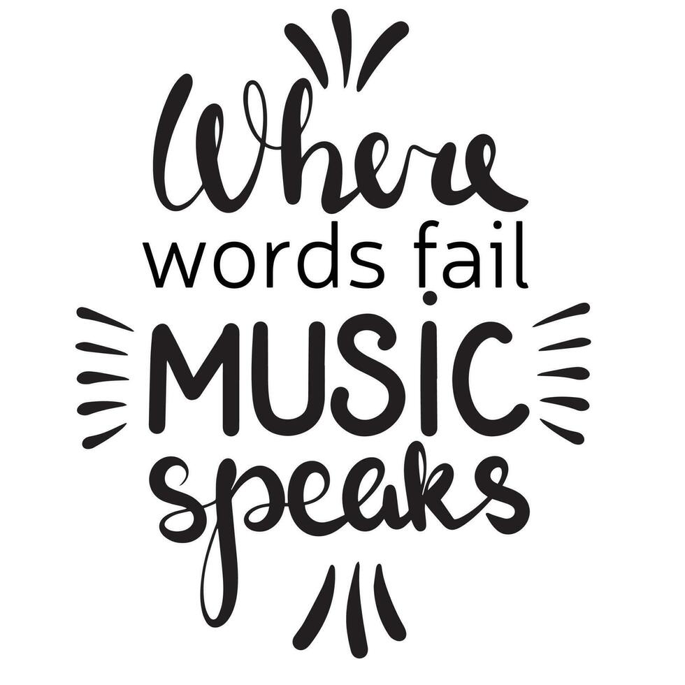 dónde palabras fallar música habla escritura música frase. letras música cita. caligrafía música mano dibujado vector ilustración
