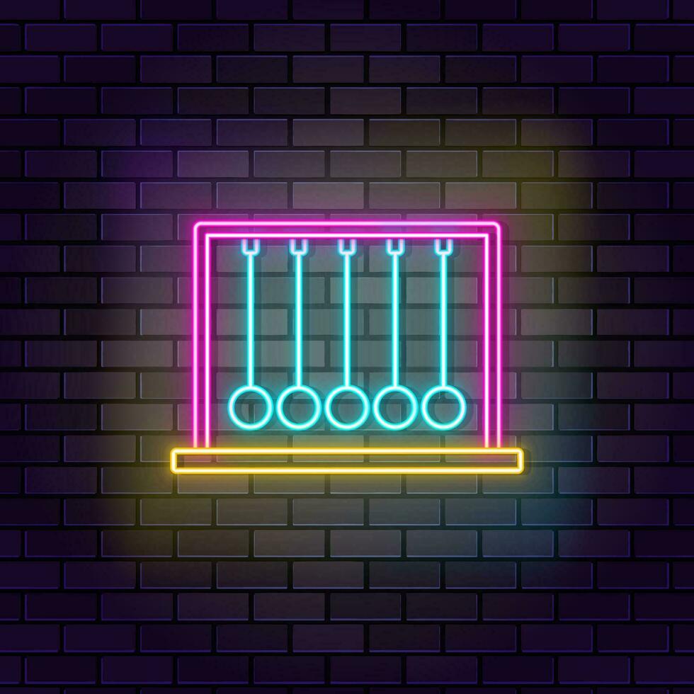 Newton pendulum physics icon brick wall and dark background. vector