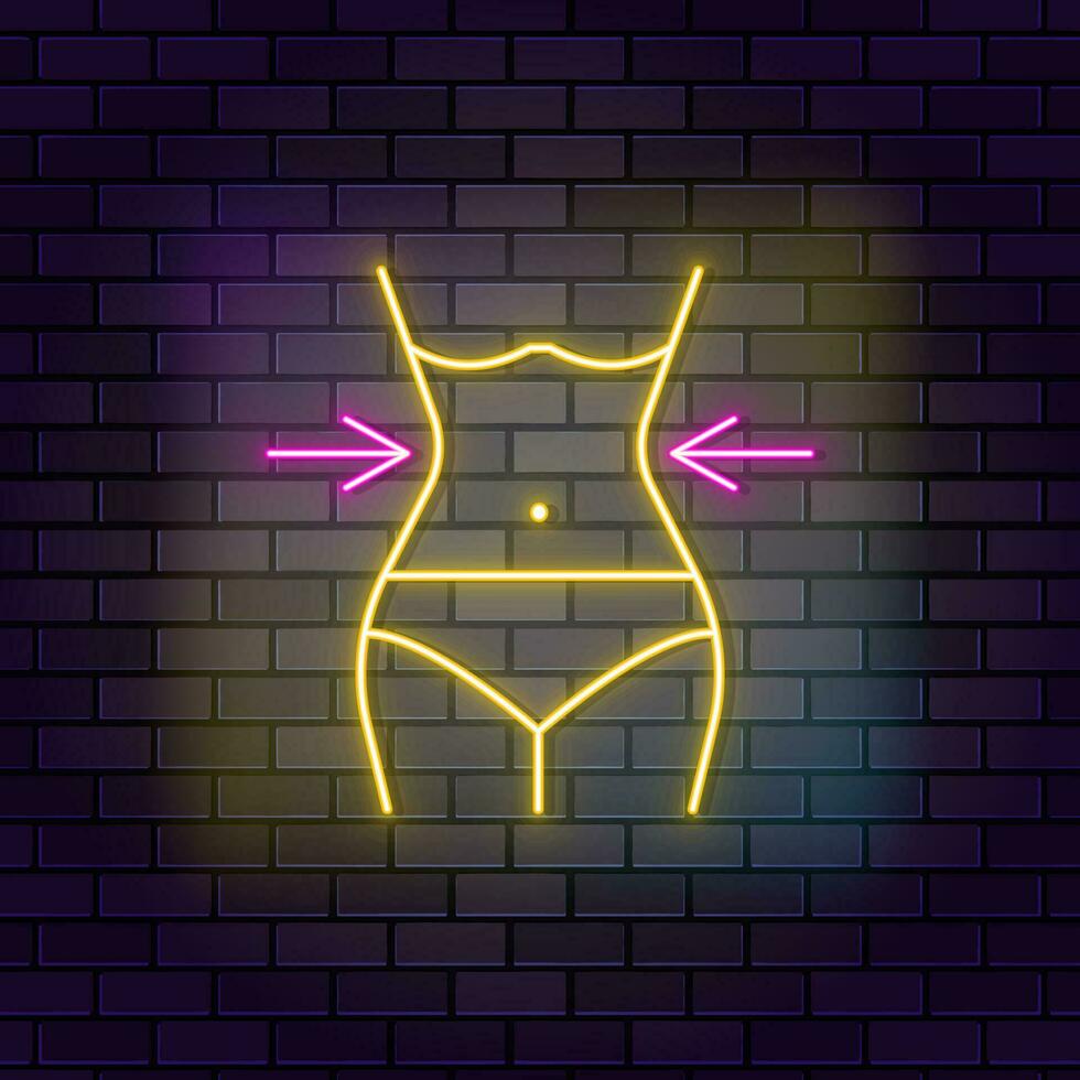 Belly body diet icon brick wall and dark background. vector