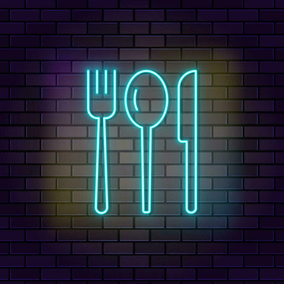 Disposable fork plastic icon brick wall and dark background. vector