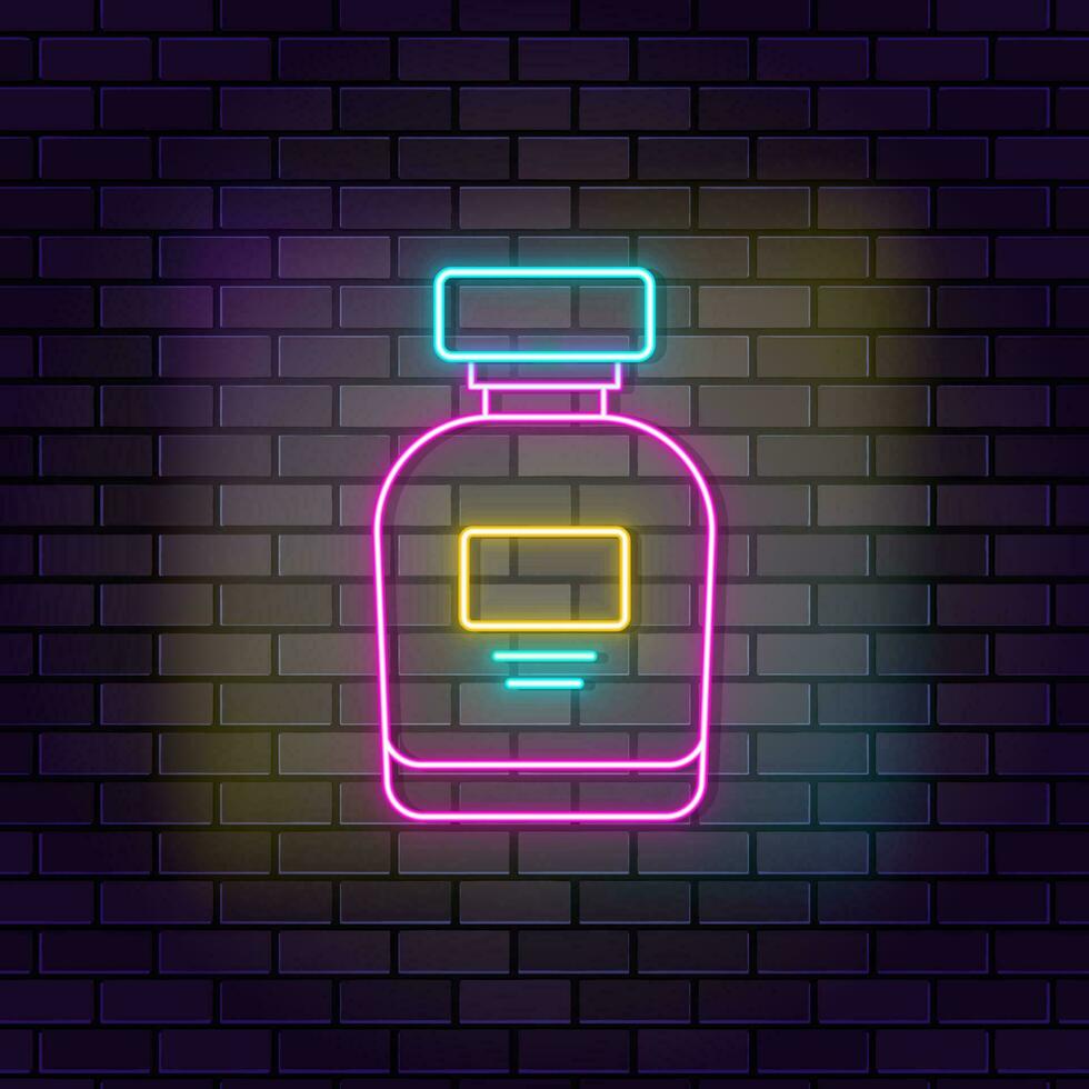 Perfume pheromones sex icon brick wall and dark background. vector